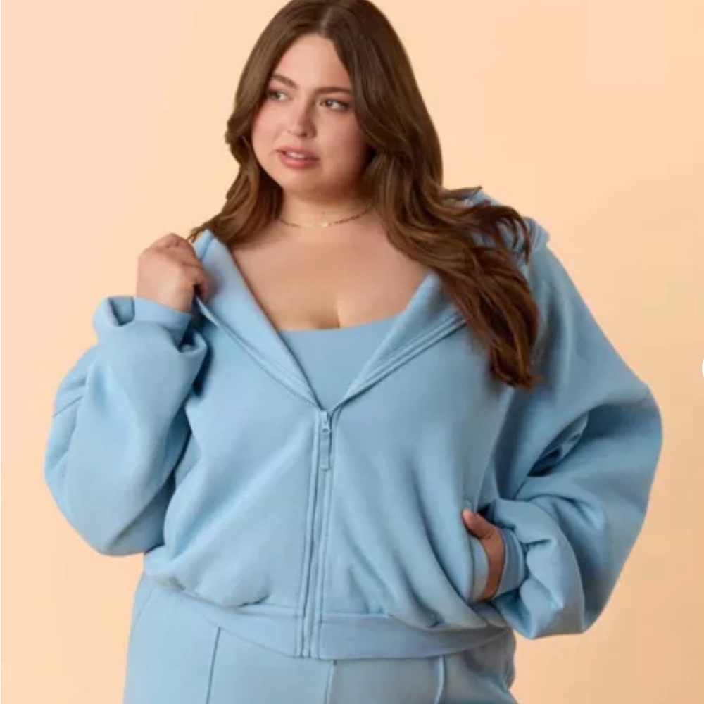Blogilates Marshmallow Hoodie – Women’s 3X – Light Blue – Full Zip – NWT